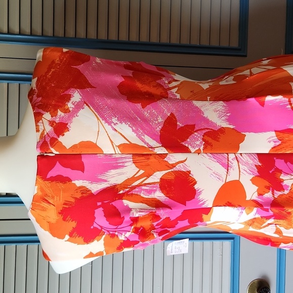NWT Roz & Ali Pink and Orangs Floral Sleeveless Dress - Picture 10 of 14
